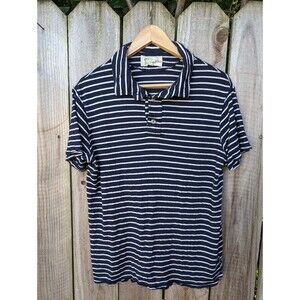 Magill Los Angeles Paxton Striped Polo Blue White Short Sleeve M Made in USA